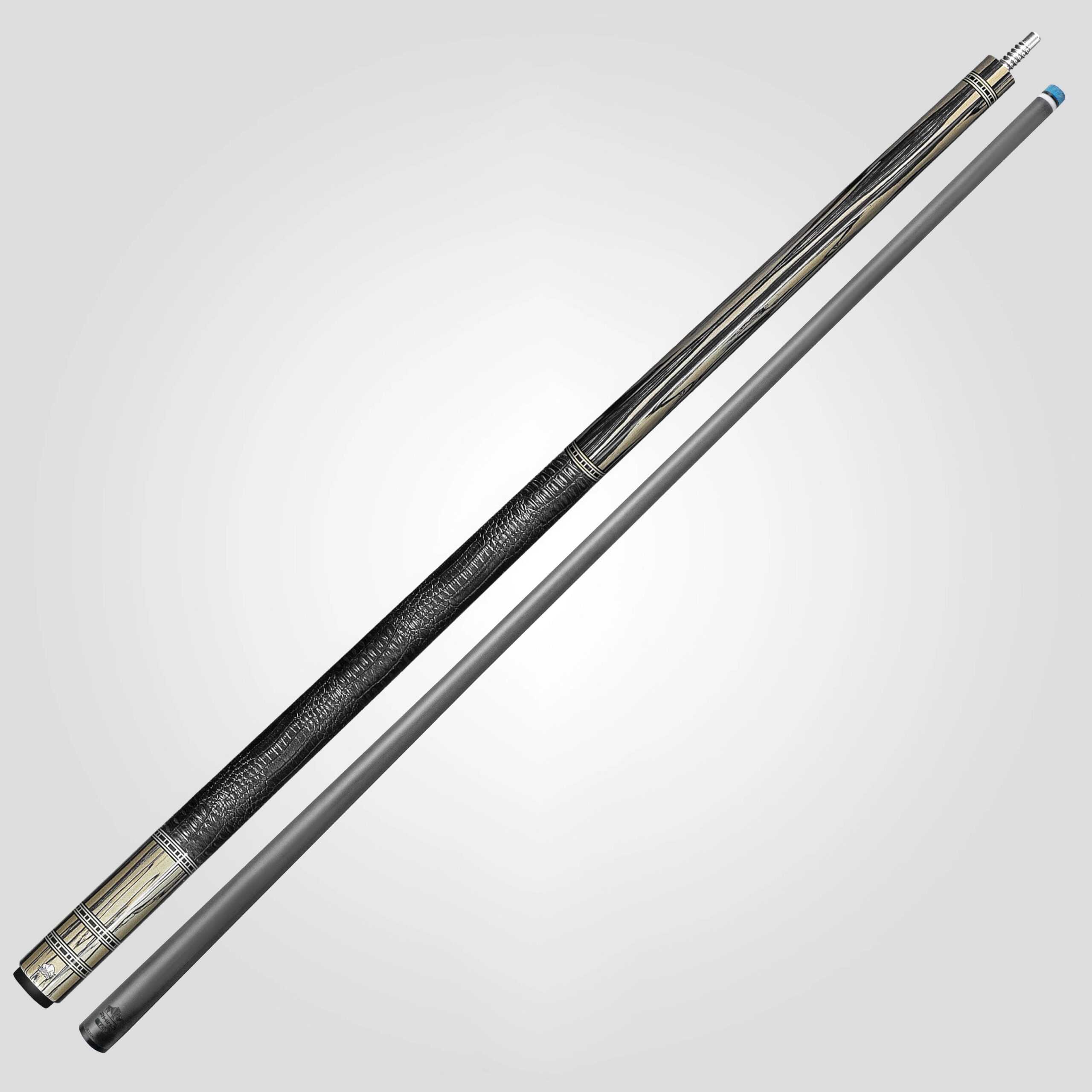 Rhino RETRÔ Pool Cue - Pale Moon Ebony - Crocodile Embossed Microfiber Leather Wrap - Arjumany