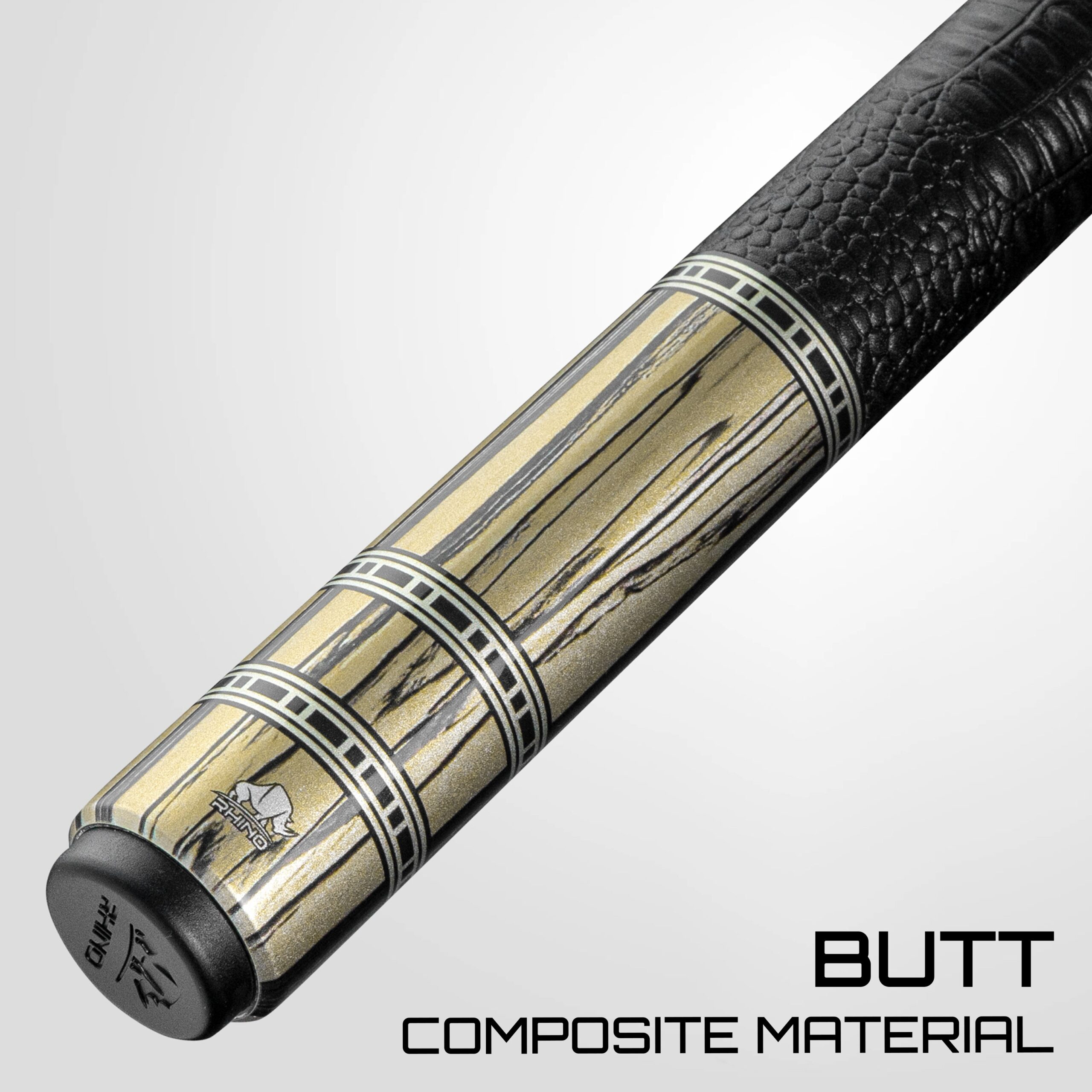 Rhino RETRÔ Pool Cue - Pale Moon Ebony - Crocodile Embossed Microfiber Leather Wrap - Arjumany