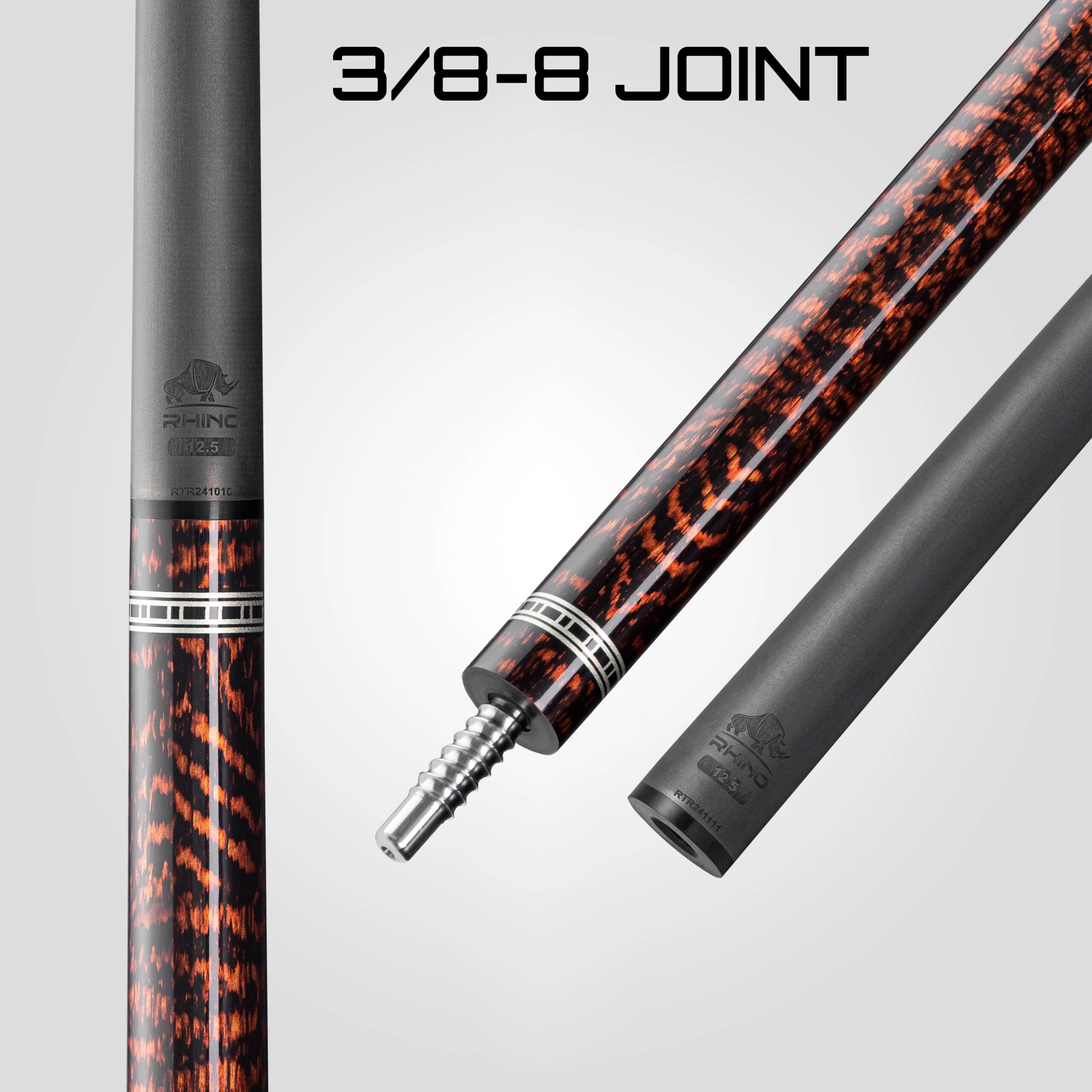 Rhino RETRÔ Pool Cue - Snake - Crocodile Embossed Microfiber Leather Wrap - Arjumany