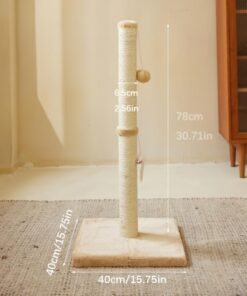 Natural sisal rope scratching post for cats with stable base