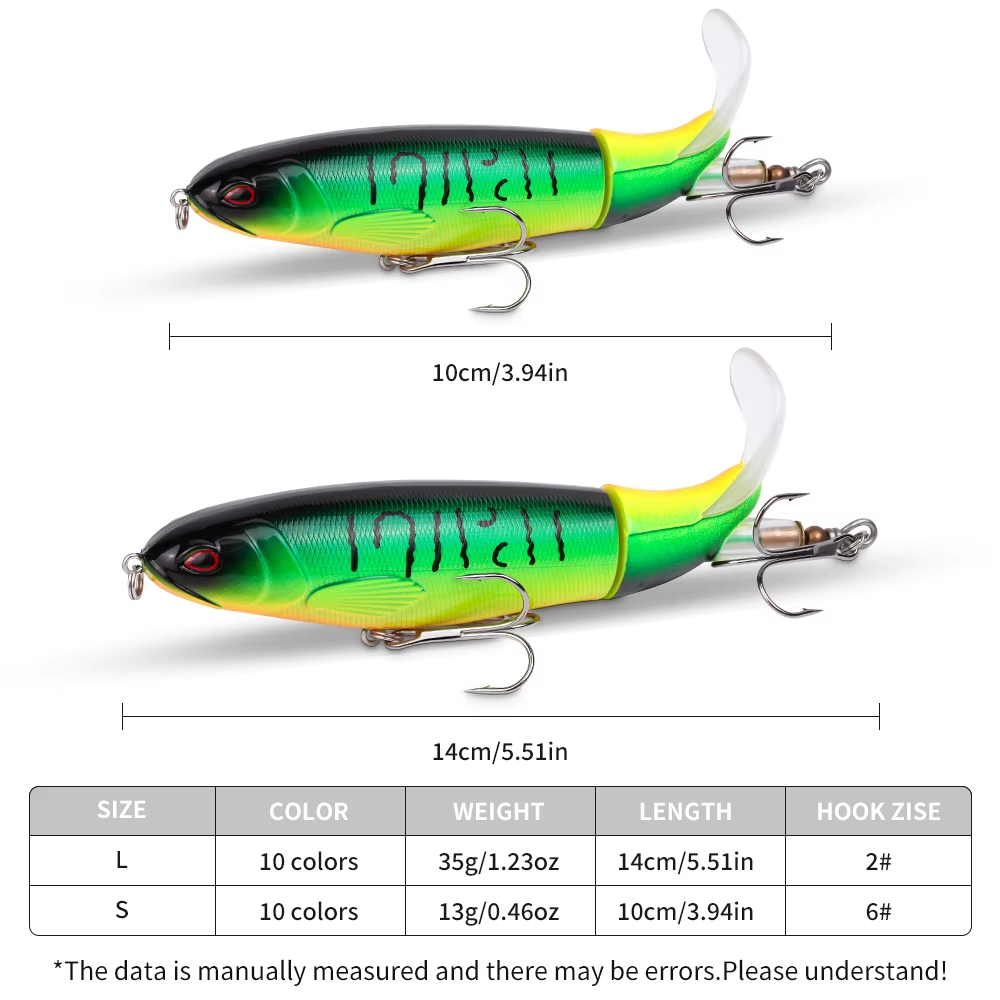 10 piece topwater fishing lure set lifelike bass baits