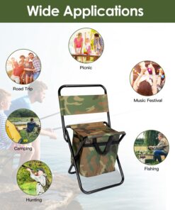 Foldable fishing chair with backrest and cooler bag