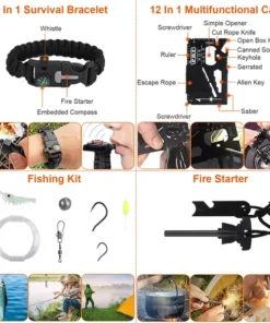 14-in-1 emergency survival kit compact