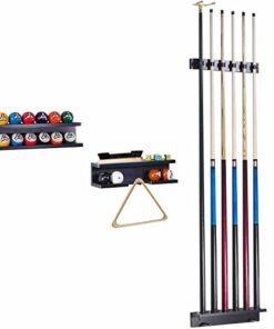 Arjumany 6-Cue Wall Rack — Solid Pine Wood, Ball & Accessory Organizer